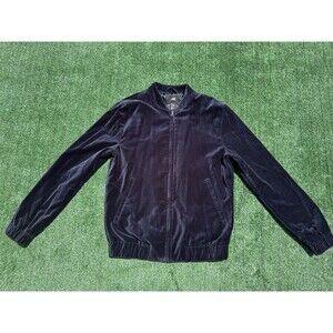 H&M Zip Up Bomber Jacket Velour Men's Size XS Coat Black Zip Up Track Jacket